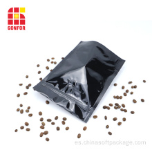 Bolsas de café con válvula de aluminio negro con válvula